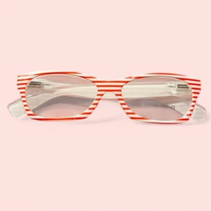 Georgia Caponi Red & White Striped Fashion Eyewear Readers Spring Temples +1.50 - Picture 1 of 2