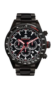 OROLOGIO LORENZ 030210AA GranPremio CRONOGRAFO ROSSO, DATA, ACCIAIO NERO, 42mm - Picture 1 of 3
