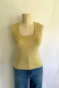 Vintage 1990s Gold Metallic Knit Joseph A top Size L - Picture 1 of 7