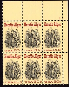 Scott #2010 Horatio Alger Plate Block of 6 Stamps - MNH P#1 UR - Picture 1 of 1
