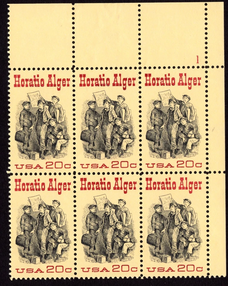 Scott #2010 Horatio Alger Plate Block of 6 Stamps - MNH P#1 UR - Image 1 of 1