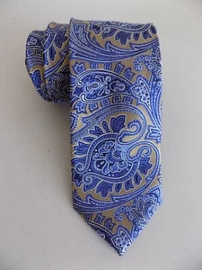 Jos A Bank Seidenkrawatte 100 % Seide Heritage Paisley Krawatte grau und blau SLIM - Bild 1 von 5