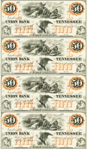 $50 Nashville TN Union Bank Tennessee Obsolete Currency Sheet REPRO Polar Bear - Picture 1 of 2