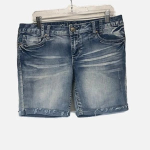 rue21 Damen blau Denim Bermuda Shorts Größe 11/12 "Libby" Baumwollmischung - Bild 1 von 5