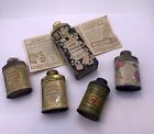 LOT OF 5 ANTIQUE MINIATURE COSMETICS TINS WITH TALC POWDERS - BEST OFFER