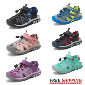 Kids Girls Boys Athletic Sandals Closed Toe Hook loop Sports Sandals - Picture 1 of 20