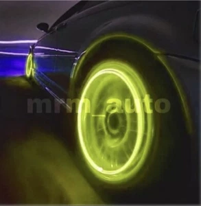 LED Yellow Light 2X NON FLASH Tire Wheel Valve Stem Caps Car Truck Motorcycle - Picture 1 of 4