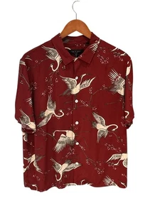 Rag & Bone New York Mens Crane Print Viscose Shirt L - Picture 1 of 7