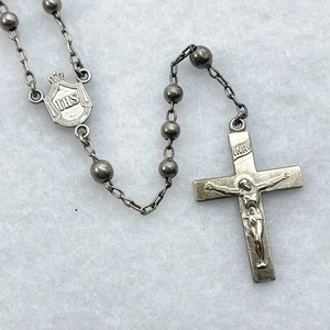 Vintage Amode Sterlingsilber Rosenkranz 8,1 g, 12,6" - alle Sterling Perlen & Kruzifix 925 - Bild 1 von 8