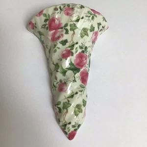 Rose Chintz Porcelain Wall Pocket Vase Pink Roses Ceramic Cottagecore Vintage - Picture 1 of 7