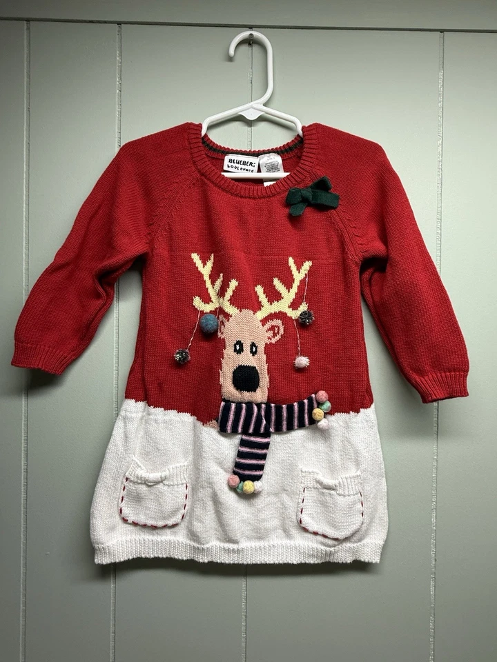 Suéter Tejido Blueberi Boulevar Niña Talla 5 Navidad Reno 100% Algodón Foto 1 de 3