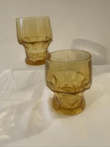 Set of 2 Anchor Hocking GEORGIAN 4 oz. Amber or Honey Gold Color Juice Glasses - Picture 1 of 4