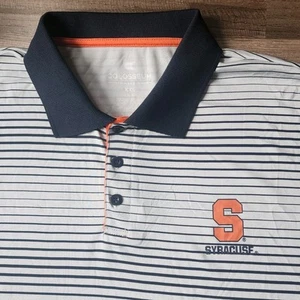 SYRACUSE UNIVERSITY POLO MENS 2XL XXL STRIPED PERFORMANCE GOLF WHITE BLUE ORANGE - Picture 1 of 8