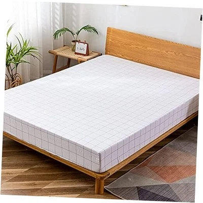  Sábana bajera 100 % algodón blanca a cuadros sábana extra profunda 16”, Queen 0603 Foto 1 de 4