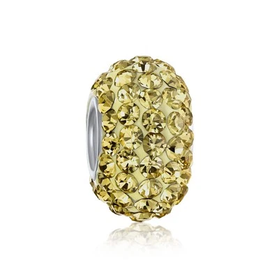 Sterling Silver Yellow Crystal Spacer Bead Fits European Charm Bracelet - Image 1 of 4