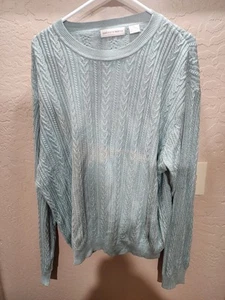 Maglione donna vintage Saks Fifth Avenue 100% seta XL verde - Foto 1 di 5