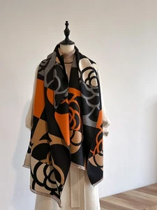 Sciarpa donna oversize stampa floreale scialle avvolgente morbida calda invernale coperta mantello - Foto 1 di 4