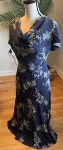 J. PETERMAN LONG SILK COWL NECK FLORAL DRESS 4 - Picture 1 of 10