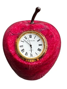 "Pisapapeles decoración reloj de escritorio manzana mármol rojo platino 3""" - Imagen 1 de 7