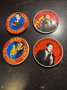 Lots Of 4 Vintage Jerry Lewis Telethon 1971 Pinback 3'' Button Pins - Picture 1 of 6