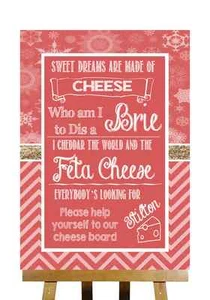 Red Winter Christmas Funny Song Cheese Board Personalised Wedding Sign - Picture 1 of 8