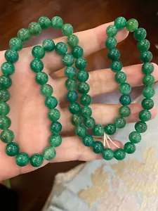NEW HIGHEND*RARE*GORGEOUS 6MM GREEN LEOPARD CARNELIAN JADE稀有天然豹纹绿玛瑙玉石 NECKLACE - Bild 1 von 3