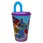 Bicchiere Con Cannuccia Stitch Disney Plastica Semirigida Ml.430 - 08467
