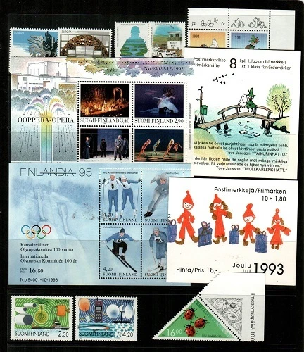 Finland Scott 908 // 940 juegos y folletos NH como nuevos (valor de catálogo $73,80) Foto 1 de 1