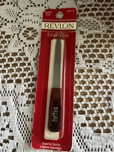 Vintage REVLON EMERY NAIL LIMA finitura tasca misura 5" manico marrone NUOVO vecchio magazzino - Foto 1 di 5
