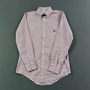 Brooks Brothers Shirt Mens Small Pink Blue Oxford Supima Non Iron Sheep Logo - Picture 1 of 10