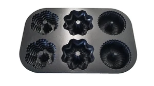 Nordic Ware Multi Mini Bundt Pan 6 tazas molde de aluminio fundido utensilios para hornear 3301 - Imagen 1 de 6