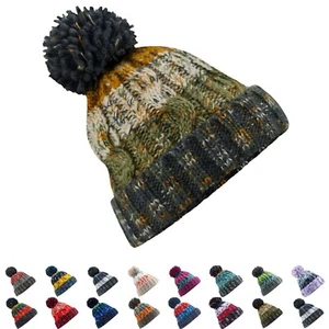 Cable Knit Adult Beanie Hats Soft Warm Bobble Pom Pom Winter Headwear Unisex - Picture 1 of 25