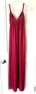 Vintage Molyclaire Canada Burgundy Lace Nightie Nightgown Slip Long Dress - Picture 1 of 11