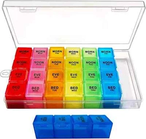 Weekly Pill Organizer 4 Times a Day, Large Medicine Organizer, Pill Box 7 Day 28 - Picture 1 of 6