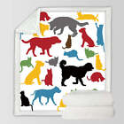 Multi Colored Dogs Silhouettes Throw Blanket