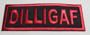 DILLIGAF Biker RC MC Embroidered red Patch approx 1.5x4" - Picture 1 of 2