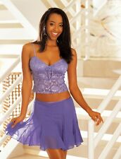 Shirley of Hollywood Purple Silk Mini Skirt & Lace Cami Size S Designer Outfit