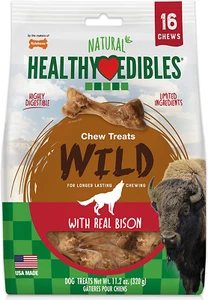 Nylabone Healthy Edibles WILD Natural Long-Lasting Bison Flavor Bone Chew Treats - Picture 1 of 12