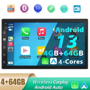 Carplay 4+64GB 7 Inch 2 DIN Car Stereo Radio Android 13 GPS Navi Bluetooth WIFI - Picture 1 of 11