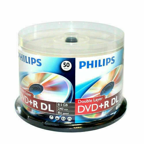 Philips DR8S8B50F/17 8.5GB 8x DVD+R DL Discs - 50 Count