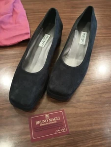 Bruno Magli Vintage Wildleder Leder Keilabsatz Größe 8C - Bild 1 von 6