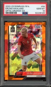 2022-23 Donruss Optic FIFA ERLING HAALAND #84 Orange Ice PSA 10 Norway - Picture 1 of 2