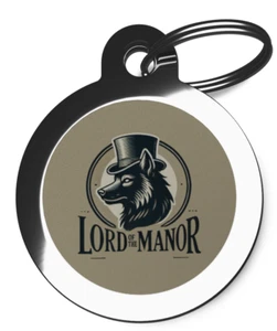 Pet ID tag LORD OF THE MANOR Cartoon Personalised tag or Keyring 2 sizes - Picture 1 of 3