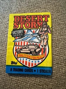 1991 Topps Desert Storm Trading Cards Neu Sealed Single Pack 8 Karten 1 Sticker - Bild 1 von 1
