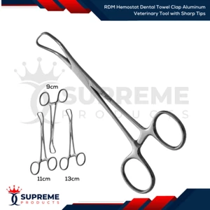 RDM Hemostat Dental Towel Clamp Aluminum Veterinary Tool with Sharp Tips - Picture 1 of 4