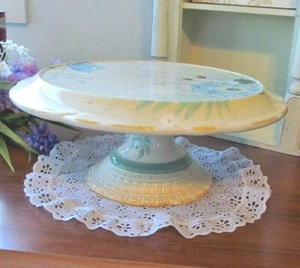 Cake Plate Stand Pedestal by Pfaltzgraff Beautiful 12 inch Vintage Floral - Picture 1 of 4