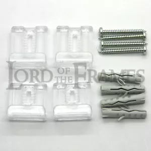 Frameless or Undrilled Mirror Hanging Fixing Kit Clear Transparent Plastic Clips - Picture 1 of 1
