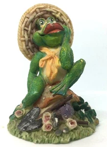 Antique Vintage Porcelain Action Figurine Frog Wearing Hat Decor Multi-color 3.5 - Picture 1 of 11