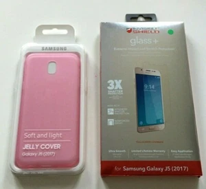 Official Samsung Galaxy J5 (2017) Pink Soft Case & ZAGG Glass+ Screen Protector - Picture 1 of 11