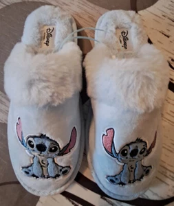 Lilo Stitch Mule Slippers Blue Disney Faux Fur Lined Girls Womens - Picture 1 of 9